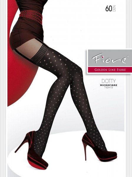 Fiore - Stylish mock suspender rajstopy with dot pattern Dotty 60 DEN