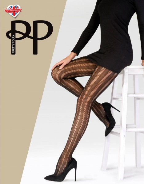 Pretty Polly - Rajstopy z eleganckim wzorem w zygzak i podłużne paski